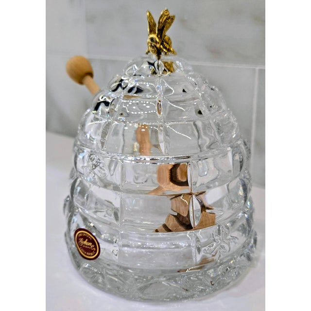 Farmhouse Vintage Gorham “Garden Serenade” Crystal Beehive Honey Pot, Czech Republic For Sale - Image 3 of 9