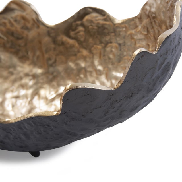 Gold Cracked Edge Ebony Tray with Gold Interior- Large For Sale - Image 8 of 9