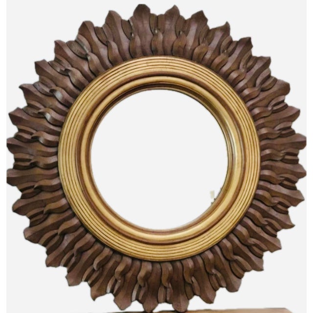 Chocolate Vintage Extra Large Sunburst 52” Mirror For Sale - Image 8 of 11
