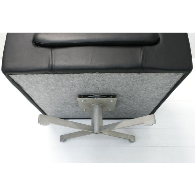 Animal Skin Minimalist Black Leather Swivel Club Chairs, 1990s, Set of 2 For Sale - Image 7 of 11