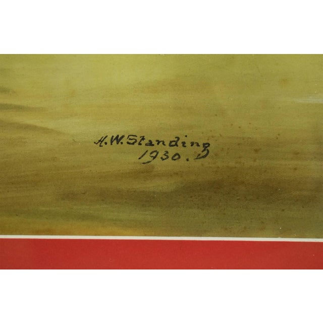 Traditional Coaching Watercolour W/ Gouache by h.w Standing 1930 For Sale - Image 3 of 8