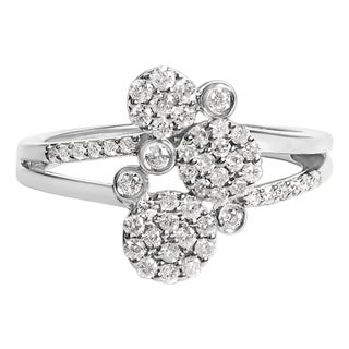 .925 Sterling Silver 1/2 Cttw Diamond Scatter Composite Bypass Ring (I-J Color, I1-I2 Clarity) - Size 7 For Sale