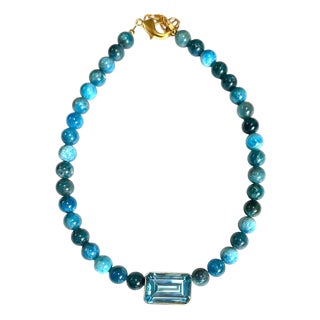 Blue Topaz and Apatite Necklace For Sale