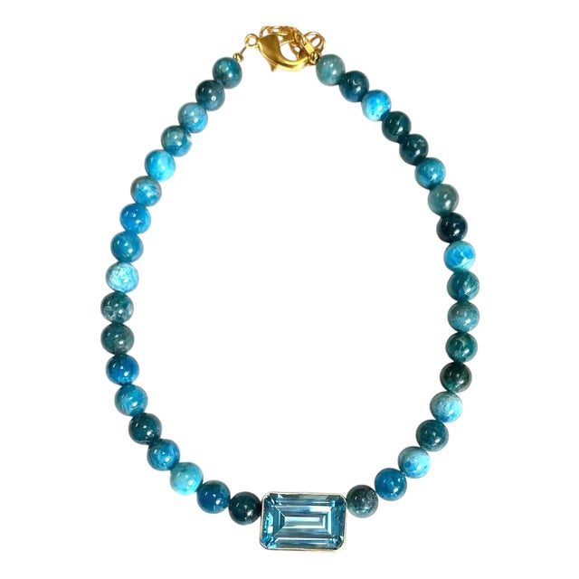 Blue Topaz and Apatite Necklace For Sale