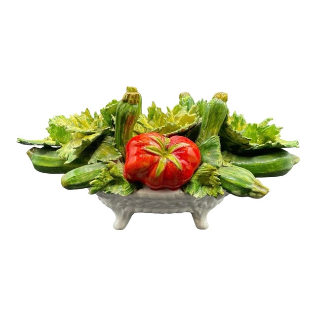 Vintage Italian Majolica Vegetable Centerpiece For Sale