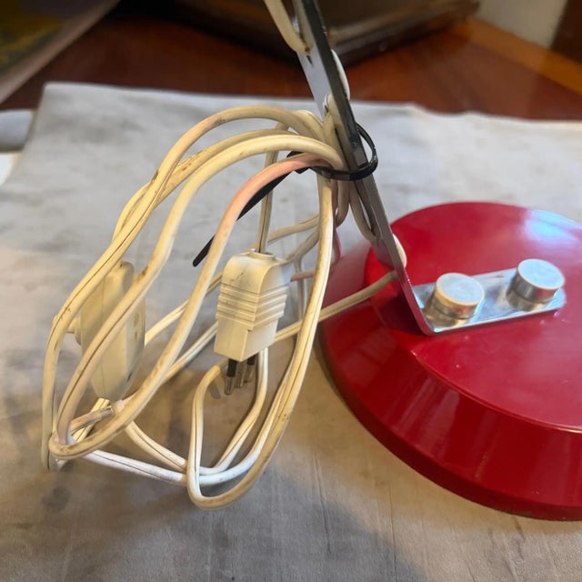 Red A 1960s Mid-Century Modern Red Metal and Steel Italian Desk Lamp For Sale - Image 8 of 14