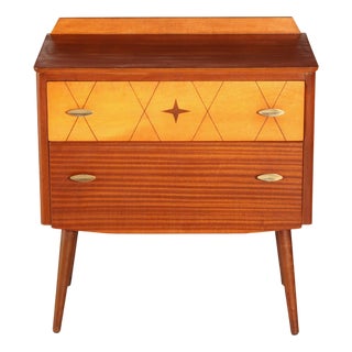 Mid-Century Mahogany Chest of Drawers with Brass Handles by Lebus, 1950s For Sale