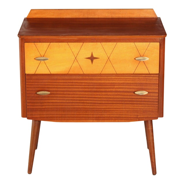 Mid-Century Mahogany Chest of Drawers with Brass Handles by Lebus, 1950s For Sale