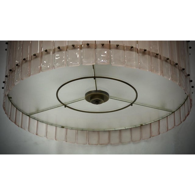Metal Round Pink Murano Glass and Brass Chandelier, 2000s For Sale - Image 7 of 9