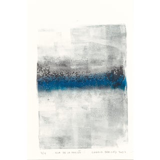 Isla De La Pasion-04 24*36 Original Monoprint Reproduction on Canvas Art by Carrie Bergey - Blue White Black For Sale