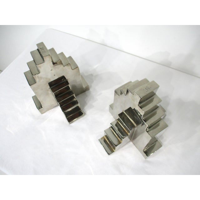 Industrial 2 Chromed Automotive Industrial Jackstand Bookends For Sale - Image 3 of 10