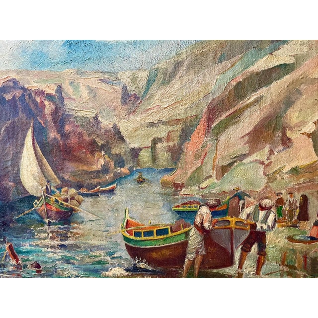 The painting replicates a classic scene located at Wied iż-Żurrieq, also known as the Zurrieq Valley Sea Inlet. This...