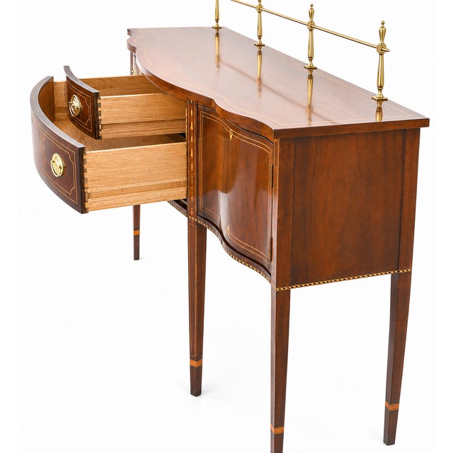 1950s Stickley Federal Mahogany Sideboard W. Brass Gallery For Sale - Image 5 of 18