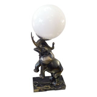 Art Deco Elephant Lamp with Marble Base, 1930s For Sale