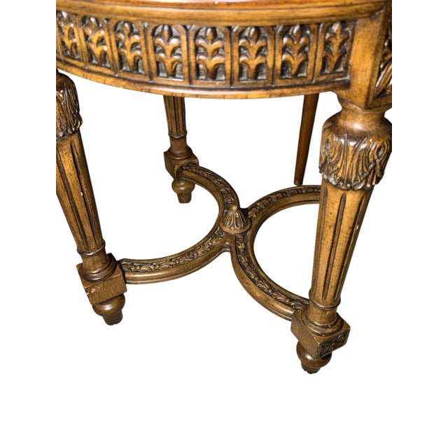 Mid 20th Century Mid 20th Century Oversized 24.5” Louis XVI Marble Top Side Table – Attributed to Hooker Furniture For Sale - Image 5 of 10