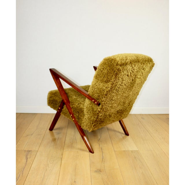 Vintage Olive Long Hair Loft Lounge Chair, 1970s For Sale - Image 4 of 12