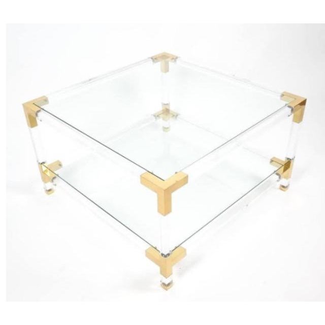 Mid-Century Modern Mid Century Charles Hollis Jones Glass and Brass Coffee or Cocktail Table For Sale - Image 3 of 4