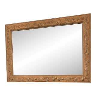 Ornate Hollywood Regency Gold Tone Framed Beveled Glass Wall Mirror 1970s For Sale