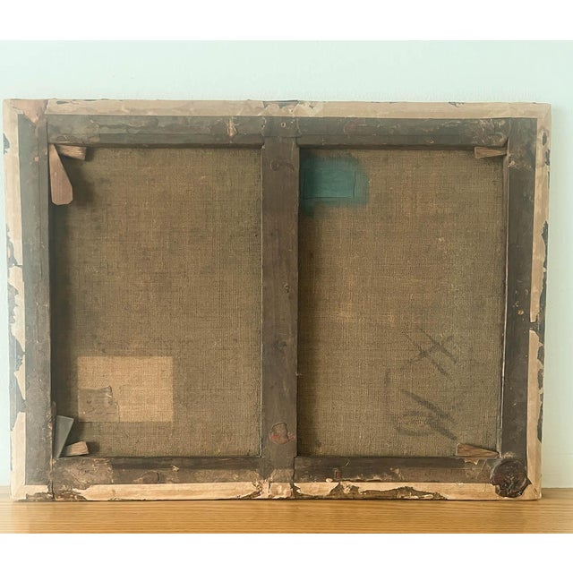 Green Large 19th C. French Landscape Oil Painting on Canvas For Sale - Image 8 of 8