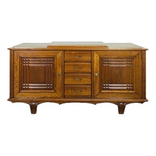 Oak Sideboard with Stone Top, 1960s For Sale