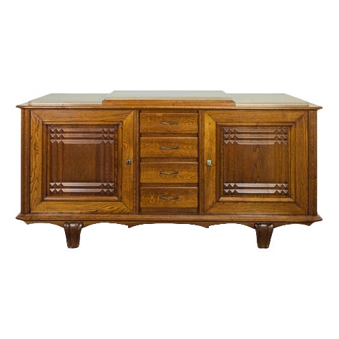 Oak Sideboard with Stone Top, 1960s For Sale