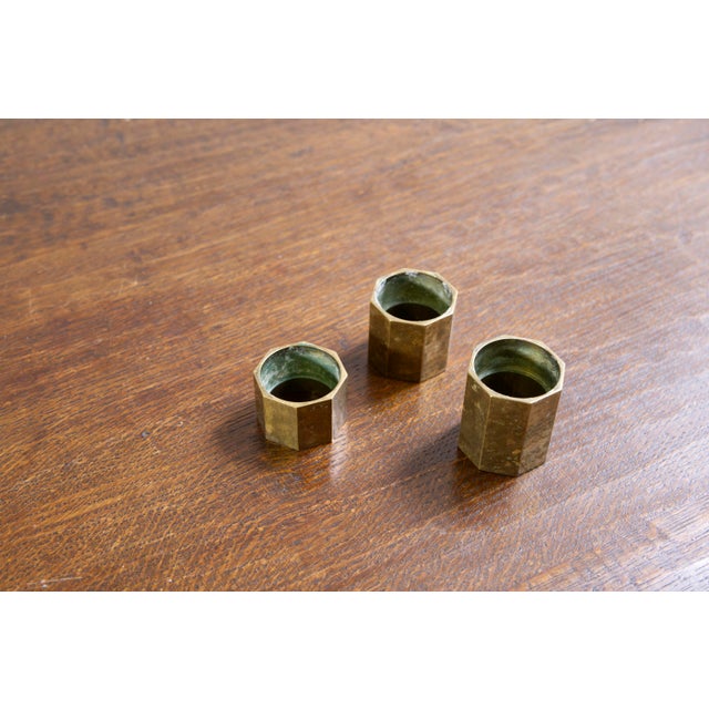 Brass Hexagon Candleholders from Gusum, Sweden, 1960s, Set of 3 For Sale - Image 11 of 16
