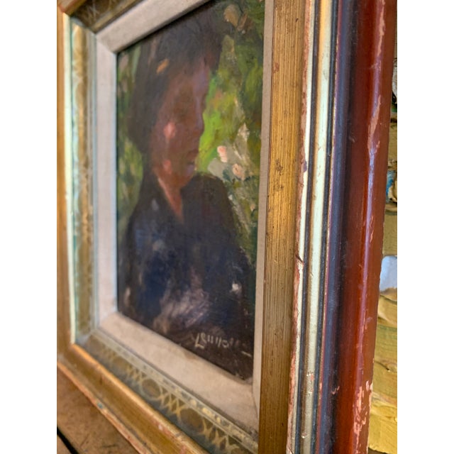 Mid-Century Modern Vintage Bernard Lennon Portrait Painting of His Wife Ruth For Sale - Image 3 of 9