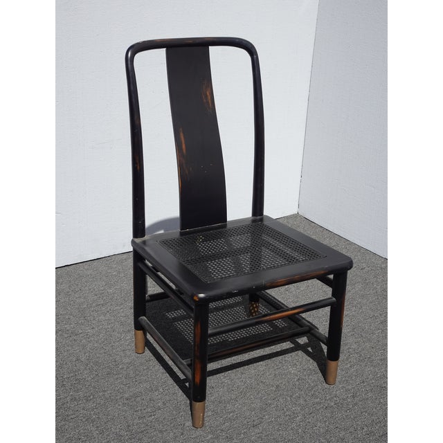 Century Furniture Black Cane Chairs French Country Tallback Dining Room