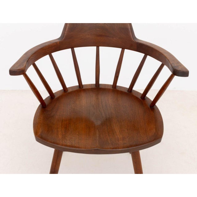 Brown George Nakashima Walnut Captain's Armchairs, Pair For Sale - Image 8 of 10