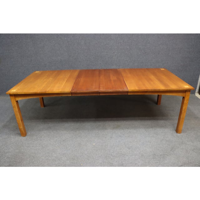 Brown Stickley Harvey Ellis Mission Oak Extension Dining Table With Two Leaves For Sale - Image 8 of 13