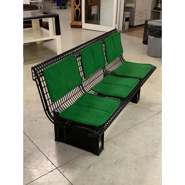 Italian Green Fabric & Enameled Steel Bench by Marco Fantoni for Tecno, 1982 For Sale - Image 9 of 15