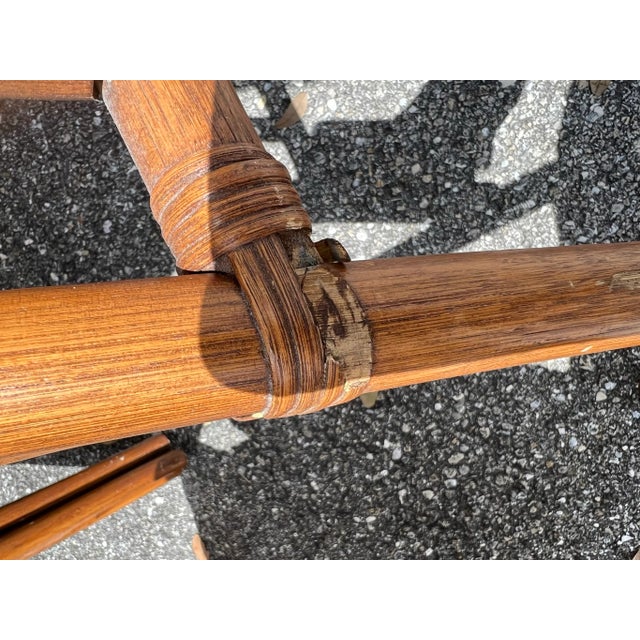 Brown 4 Bamboo Rattan Dining Chairs For Sale - Image 8 of 9