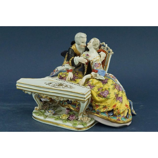 Item description: Wonderful polychrome hard-paste porcelain sculpture, entirely decorated by hand, depicting a lady and...
