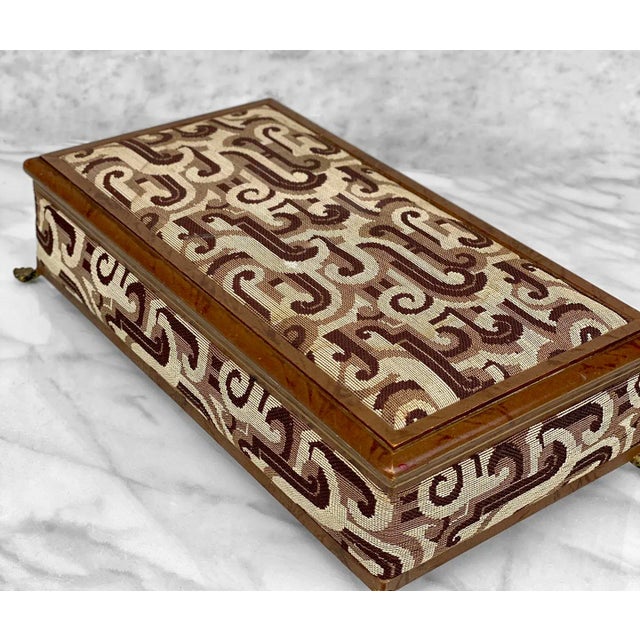 Mid-Century Walnut Spiraled Motif Claw Foot Jewelry Dresser Storage Box For Sale - Image 9 of 11