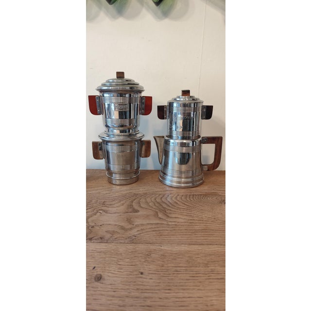 Vintage French Mokavar Chromed Copper Coffee Maker by E. Havard & Fils, 1950s, Set of 5 For Sale - Image 6 of 12