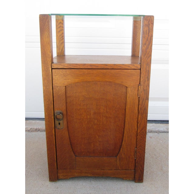 Arts and Crafts Mission Oak Smoker's Table Vice Cabinet by Conrey Davis For Sale - Image 4 of 12