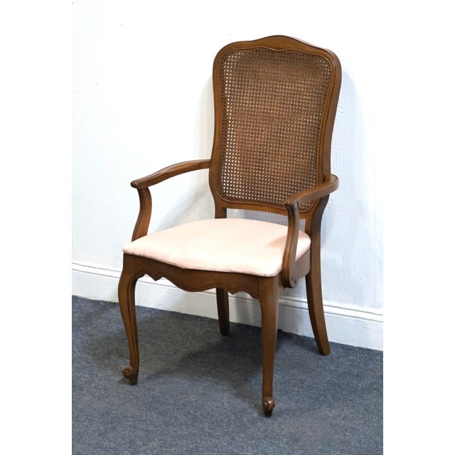 Lenoir Furniture Country French Style Cane Back Dining Arm Chair For Sale - Image 4 of 10