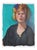 Authentic Clair Seglem Tall Portrait Painting of a Woman on Blue - 13” X 17.5” For Sale