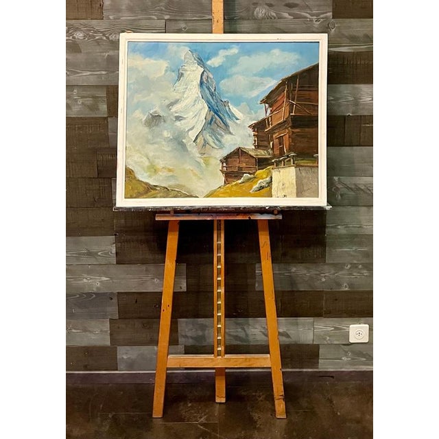 Jean Lassueur, Mountain Chalet, Oil on Canvas For Sale - Image 6 of 10
