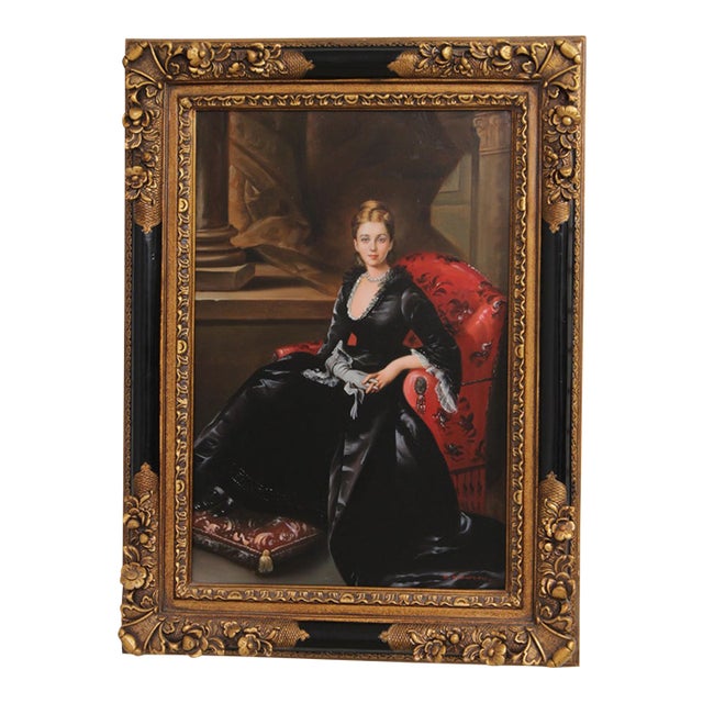 Oil on Canvas Painting Woman Sitting - Signed For Sale