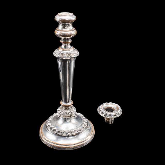 Early 19th Century Pair of Antique Old Sheffield Plate Candlesticks, English Candle Nozzle, Regency For Sale - Image 5 of 12