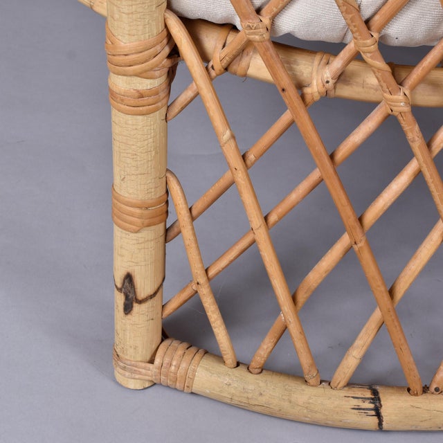 Pair of Vintage Trellis Woven Barrel Back Rattan Lounge Chairs For Sale - Image 17 of 17