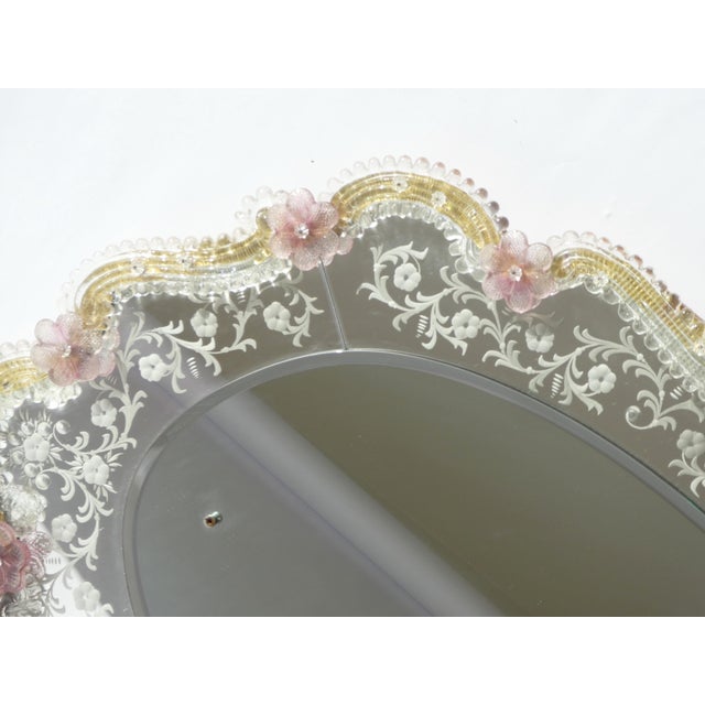 Mid-Century Modern Venetian Mirror with Etched Floral Details, 1960s For Sale - Image 4 of 12