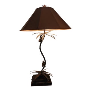 1980s Maitland Smith Style Monkey on Palm Lamps For Sale