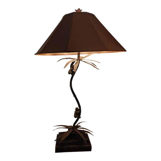1980s Maitland Smith Style Monkey on Palm Lamps For Sale