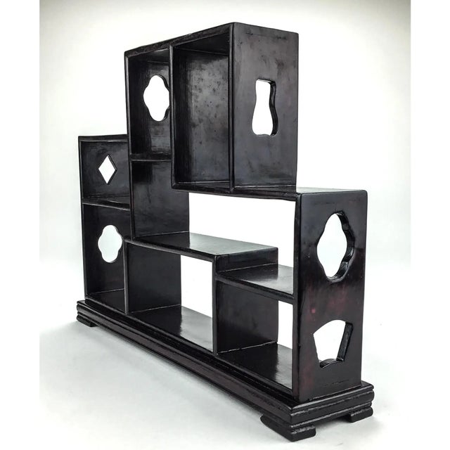 Bauhaus Vintage Chinese Ming Style Miniature Tabletop Rosewood Etagere For Sale - Image 3 of 12