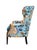 1960s Vintage Baby Blue Floral Wingback Accent Chair For Sale - Image 4 of 10