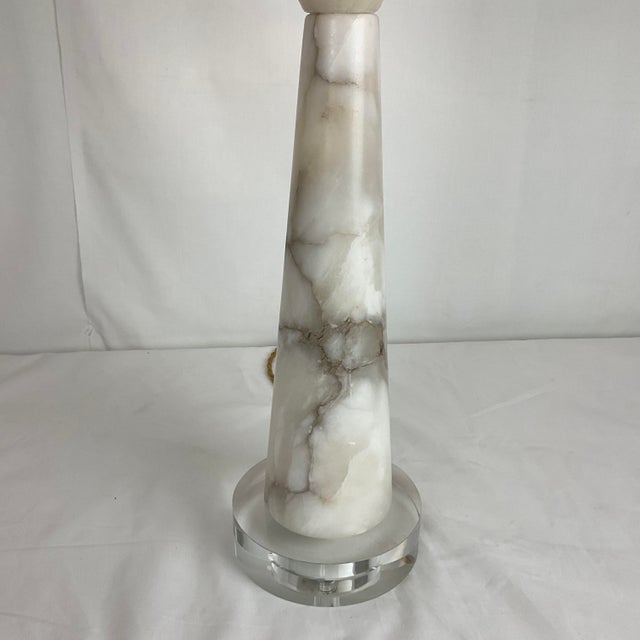 Natural Alabaster & Glass Contemporary Table Lamp-One of a Kind For Sale - Image 4 of 9