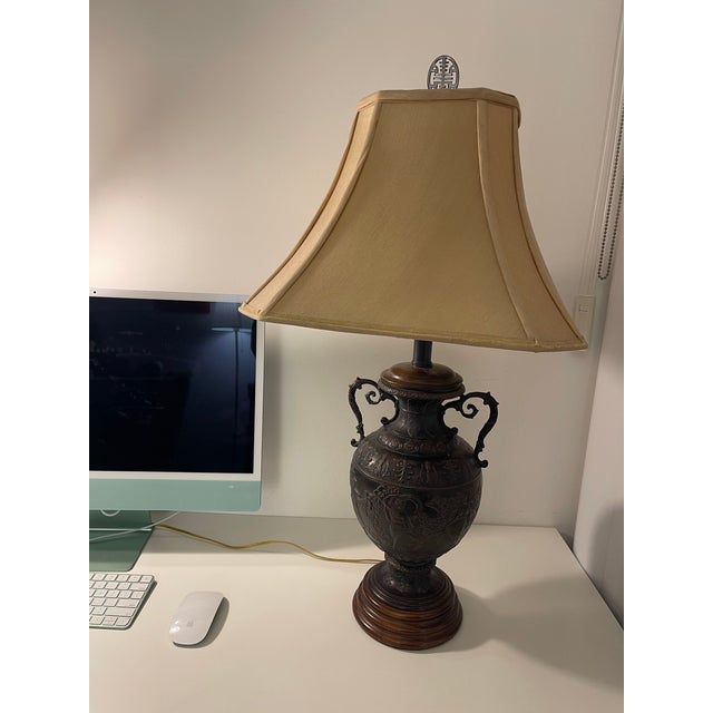 1970s Large, Heavy-Weight Cast Bronze Neoclassical Urn Table Lamp For Sale - Image 4 of 8