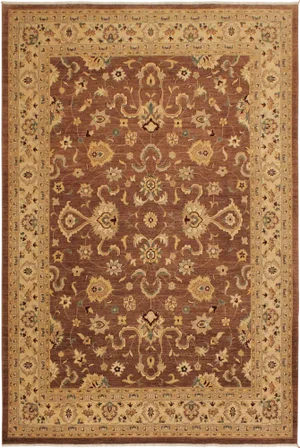 1990s Boho Chic Kafkaz Brown/Tan Wool Rug -8'11 X 11'5